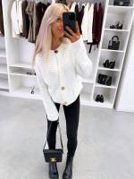 Valge Kuldsete Nööpidega Kampsun