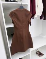 Brązowy Rozkloszowana Sukienka Z Dopasowaną Talią