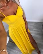 Жёлтый Платье макси с разрезом