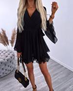 Black Siphon Dress Tied In The Middle