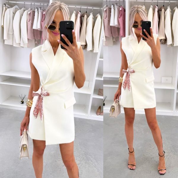 White Tailored Blazer Dress