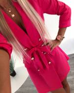 Fuchsia Blazer Button Dress