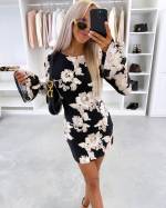 Fuksja Wzorzysta Sukienka Bodycon