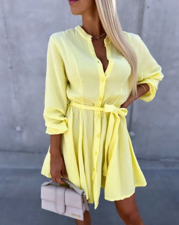Yellow Tie-waist Dress