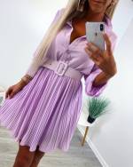 Purple Chiffon Belted Dress
