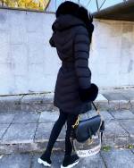 Black Warm Belted Winter Coat