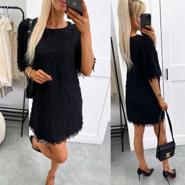 Black Flowing Dress With Fringes