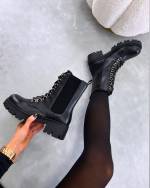 Black Comfortable Boots With Gold Details
