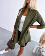 Green Oversized Buttoned Blouse