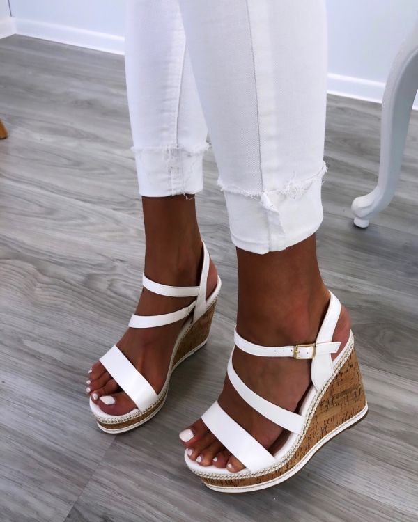 White Comfortable Lightweight Wedge Sandals