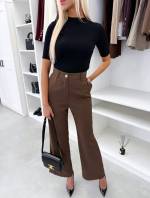 Ciemnoczerwony Spodnie Garniturowe O Prostym Kroju