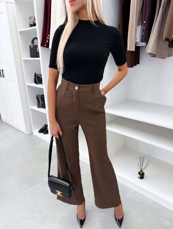 Brown Straight-cut Tailored Trousers
