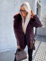 Bēša Oversize Mākslīgās Kažokādas Jaka Ar Siltu Oderi