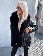 Bēša Oversize Mākslīgās Kažokādas Jaka Ar Siltu Oderi