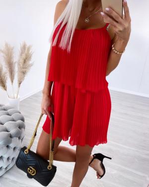 Red Pleated Jumpsuit
