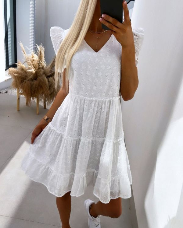 White Comfortable Flowy Dress