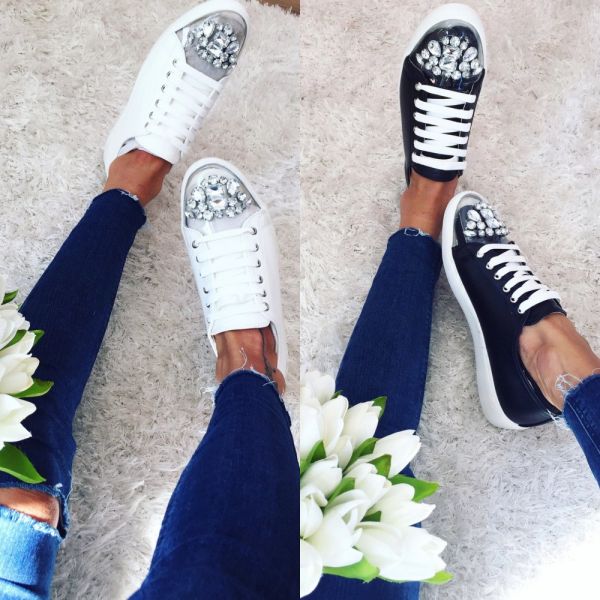White Casual Embellished Shoes
