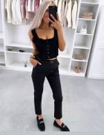 Must Vööga Mugavad Püksid