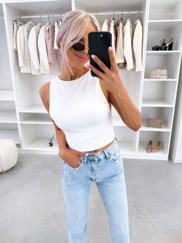 Valge Kroogitud Crop-top