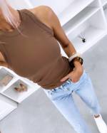 Taupe Tops No Elastīga Auduma