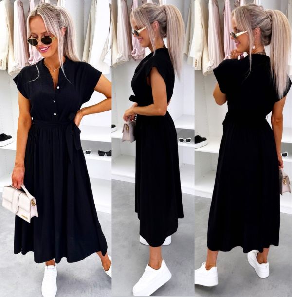 Black Tie-front Dress