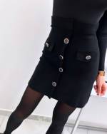 Black Buttoned A-line Skirt