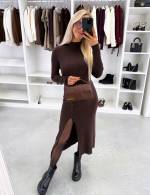 Melns Elastīga Džemperkleita Ar šķēlumu Sānos