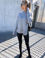 Taupe Soft Sweater With Slit