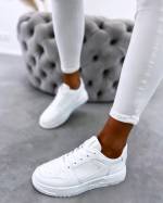 Beige Lace-up Comfy Sneakers