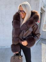 Bēša Bomberjaka Ar Kapuci Un Siltu Oderi