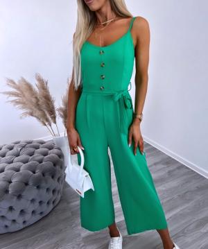 Green Three-quarter Jumpsuit With Buttons