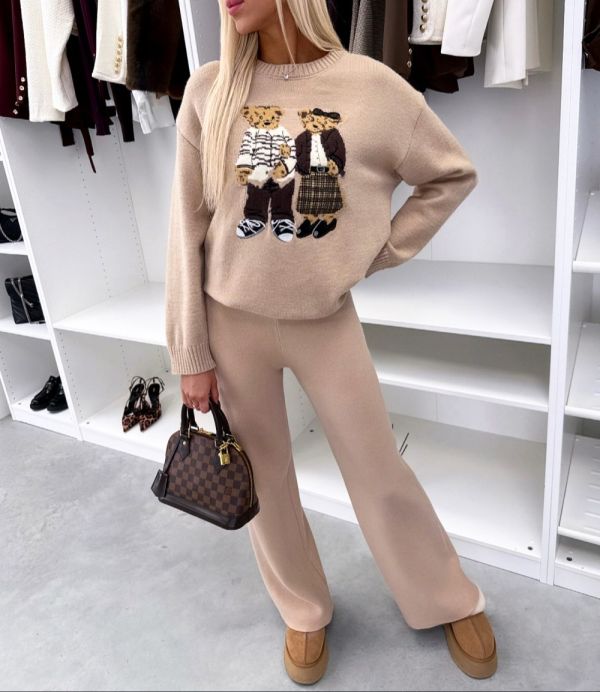 Beżowy Stylowy I Wygodny Sweter