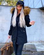 Navy Blue Winter Parka With Fake Fur And Waterproof Coating