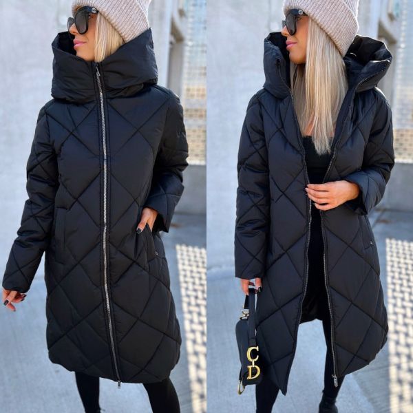 Juoda Quilted Light Winter Coat With High Collar