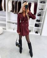 Tumepunane Vööga Pintsakkleit