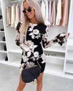 Fuksja Wzorzysta Sukienka Bodycon