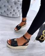 Черный Удобные туфли на платформе с золотыми деталями
