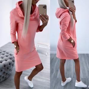 Coral Cotton Casual Dress