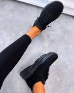Black Lace-up Comfy Casual Sneakers