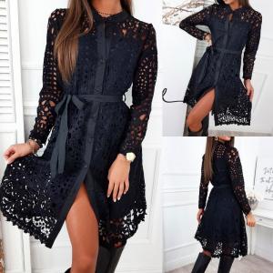 Black Lace Dress With Buttons