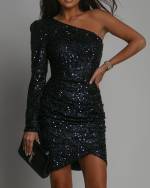 Black Soft Dress With Sequins