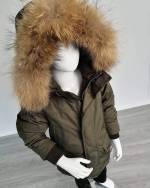 Navy Blue Warm Winter Parka With Natural Fur