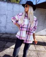 Pink Thicker Fabric Button-up Blouse/jacket