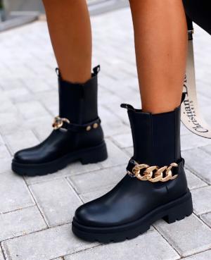 Black Boots With Golden Chain
