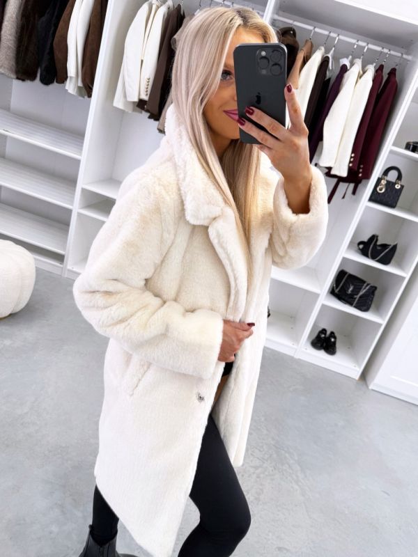 Light Beige Lightweight And Soft Snap-button Coat