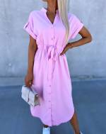 Pink Keskelt Seotav Kleit