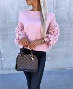 Black Sweater With Sequins And Feathers