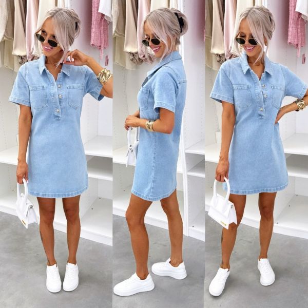 Blue Soft And Stretchy Draped Denim Dress