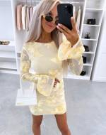 Fuksja Wzorzysta Sukienka Bodycon