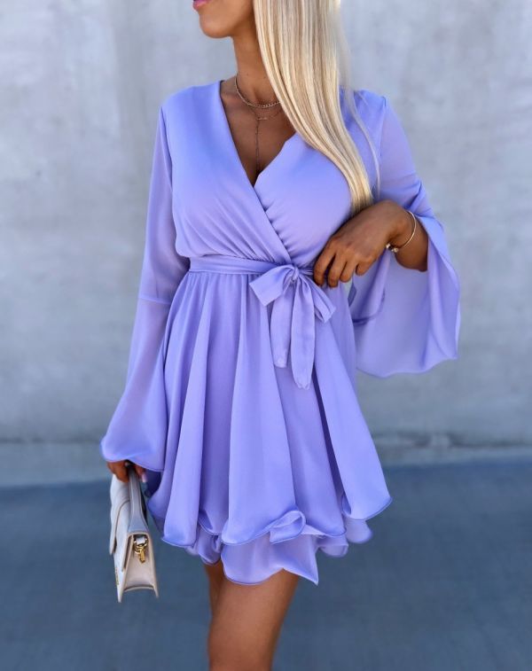 Purple Siphon Dress Tied In The Middle